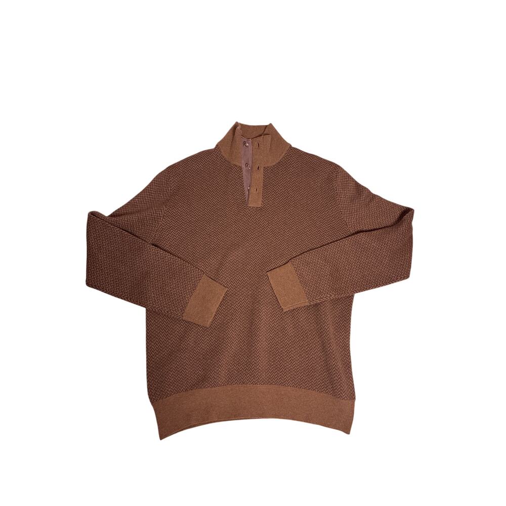 Polo Ralph Lauren Merino Wool Quarter Snap Sweater Mens Medium Brown Preppy